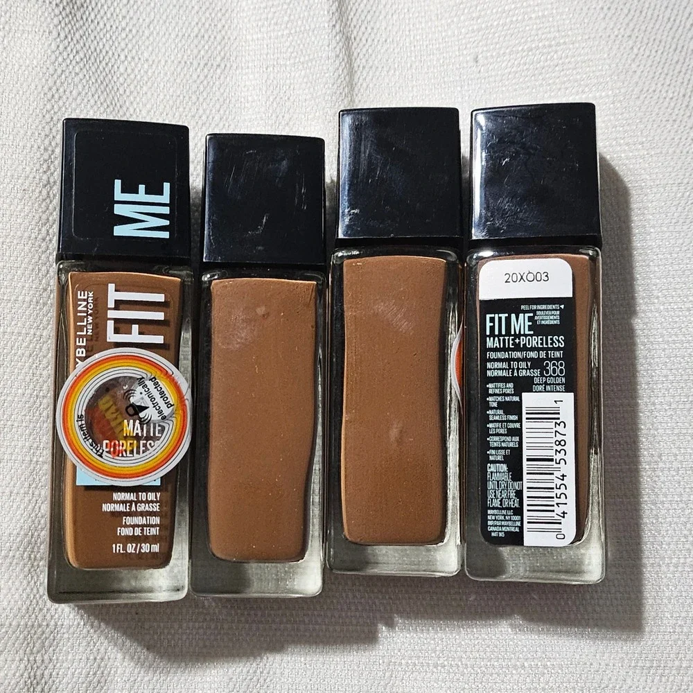 Maybelline‎ Fit Me Matte Poreless Foundation Deep Golden 368 4 Bottles